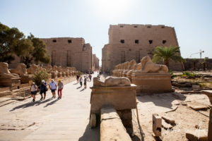 Criosphinxes and the walkway to the First Pylon, Karnak Egypt