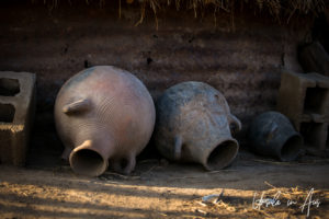 Round-bottom clay pots on the ground, Dus Village, Omo Valley Ethiopia