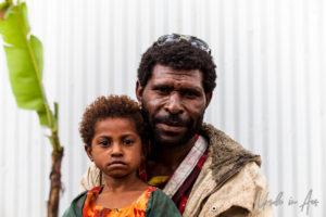 Portrait: Papuan man and child, Mt Hagen, PNG
