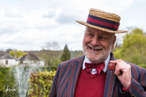 Portrait: Lindsay or Edward Heyes outside the aMazing Hedge Puzzle, Herefordshire, UK.