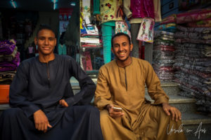 Portrait: Two young Egyptian men in kaftans, Luxor