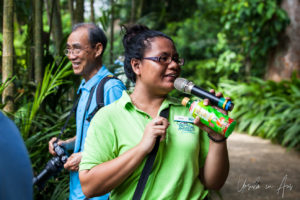 Zoo keeper with a microphone, Singapore Zoo