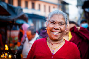 Portrait: Gray-haired Nepali woman, Boudhanath, Kathmandu