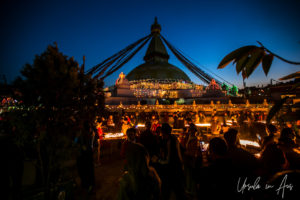 Lights on Boudhanath, Kathmandu, Nepal