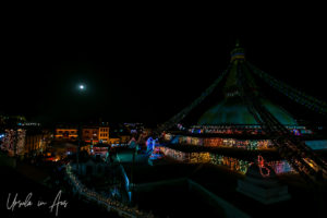 Full moon over Boudhanath, Kathmandu Nepal