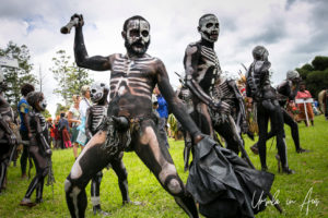 Skeleton men leaping around, Mt Hagen Papua New Guinea