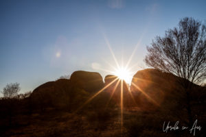Sun Flares on Kata Tjuta, NT Australia