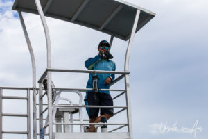 Lifeguard in a tower, Reefworld, Queensland Australia
