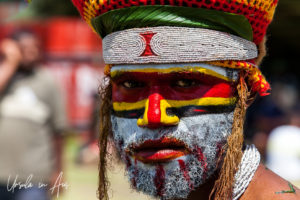 Portrait: Western Highland Man in face paint, Mt Hagen Cultural Show, PNG