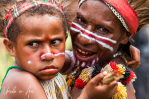 Portrait: Mother and Child in face paint, Mt Hagen Cultural Show, PNG