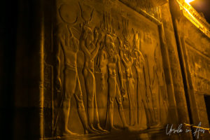 Relief of Thoth Isis King Ptolemy XIII Sekhmet and Horus, Kom Ombo Temple after