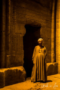 Egyptian guide, Kom Ombo Temple after dark, Egypt