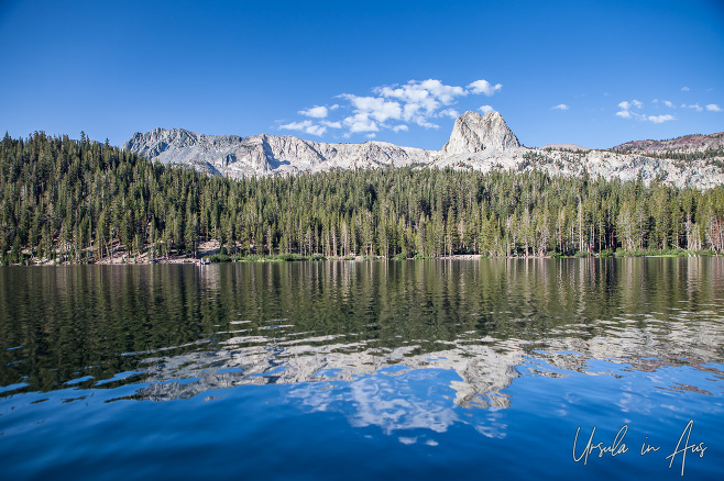 Crystal Crag and reflection in Lake Mary, California USA
