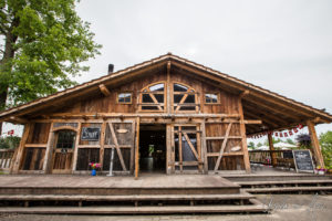 Wooden 'Schopf' building, Bächlihof Farm, Jona Switzerland.