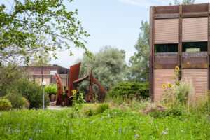 Sculpture in the garden, Fachhochschule Ostschweiz Campus Rapperswil-Jona, Switzerland.