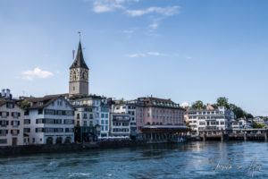 Limmat River Waterfront, Zurich Switzerland.
