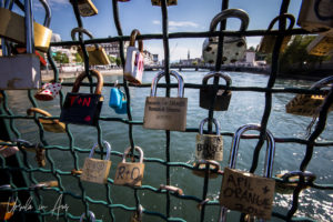 Locks on a bridge over the Limmat, Zurich Switzerland.