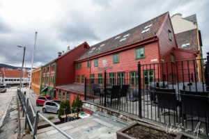 The connected wooden buildings of Finnegårdsgaten, Bergen Norway