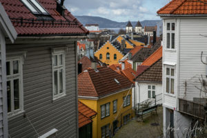 View over Christi Krybbe Skoler and Bergen, Norway