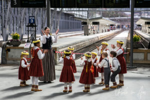 Folk Dancing Circle, Bergen train station Norway