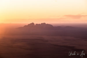 Aerial view of Kata Tjuṯa at sunset, Yulara NT Australia