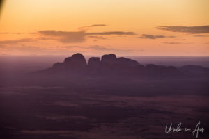 Aerial view of Kata Tjuṯa at sunset, Yulara NT Australia