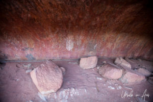 Paintings on the wall of the Teaching Cave, Uluru NT Australia