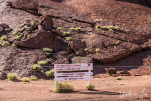 Climb sign, Mala Carpark, Uluru NT Australia