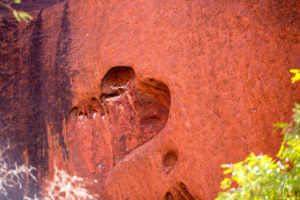 Hearts in the red rock, Mutitjulu Waterhole, Uluru NT Australia