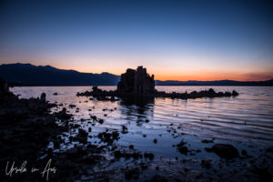 Dark twilight sky over the tufa on the lake, Mono Lake Tufa State Natural Reserve, California USA