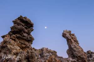 Moonrise over tufas, Mono Lake Tufa State Natural Reserve, California USA