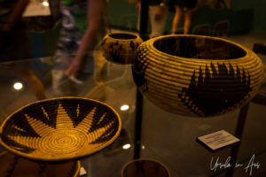 Woven basket display, Mono Basin Scenic Area Visitor Center, California USA