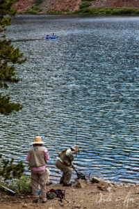 Fishermen, Big Virginia Lake from the Virginia Lakes Trail, California USA