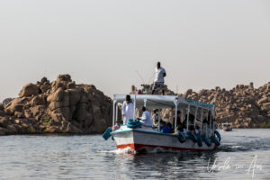 Tourist boats on the Nile above Aswan, Egypt