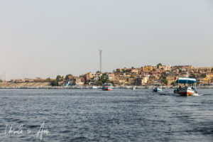 Tourist boats on the Nile above Aswan, Egypt