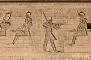 Frieze carving, West Tower, entry to the Temple of Philae, Aswan, Egypt
