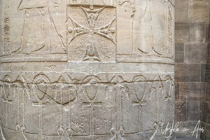 Coptic cross carved amongst the ankhs, Temple of Philae, Aswan, Egypt
