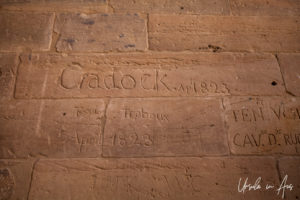 Carved names, dated 1823, Temple of Philae, Aswan, Egypt