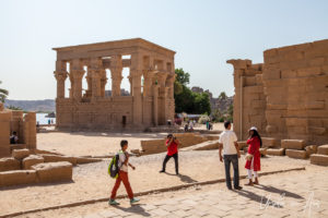 Trajan's Kiosk and tourists, Temple of Philae, Aswan, Egypt