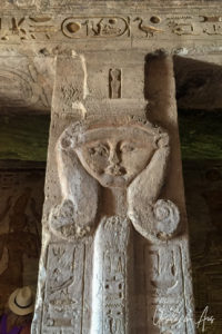 Hathor Column in the hypostyle hall, Temple of Hathor, Abu Simbel Egypt