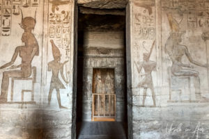 Mural reliefs in the hypostyle hall, Temple of Hathor, Abu Simbel Egypt