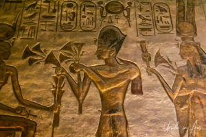 Mural reliefs in the Temple of Hathor, Abu Simbel Egypt