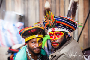 Portrait: Two Western Highlands Kunai men, Mt Hagen PNG.