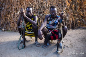 Two Nyangatom men with guns, Omo Valley, Ethiopia