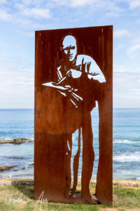 Sheet metal sculpture of Enrique Gran, Santander Spain