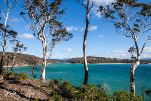 The mouth of the Pambula River, Haycock Point walking track, NSW Australia.