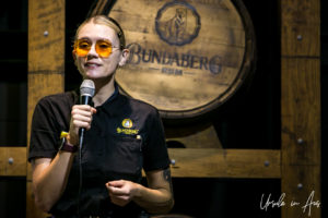 Portrait: Young woman, guide at the Bundaberg Rum Distillery, Queensland, Australia