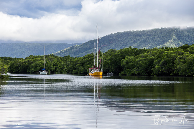 Sailboats on Dickson Inlet, Port Douglas, Queensland Australia.