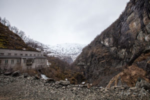 Kjosfossen Power Station from the train station, Flåmsbana, Norway