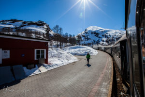 Afternoon sun-flare over Myrdal Station, Norway